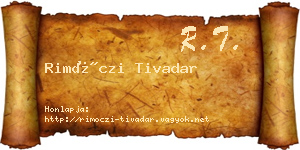 Rimóczi Tivadar névjegykártya